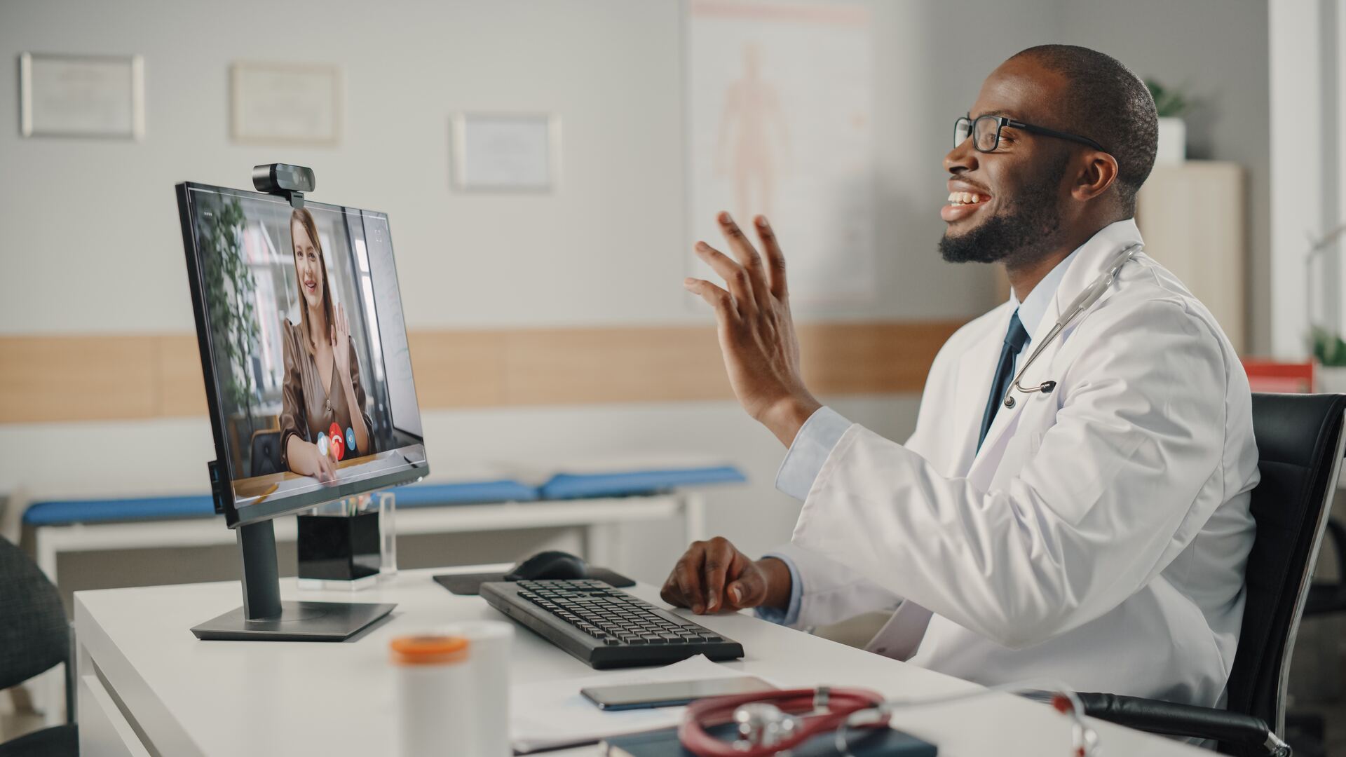 Patient consulting with a clinician on her phone from home